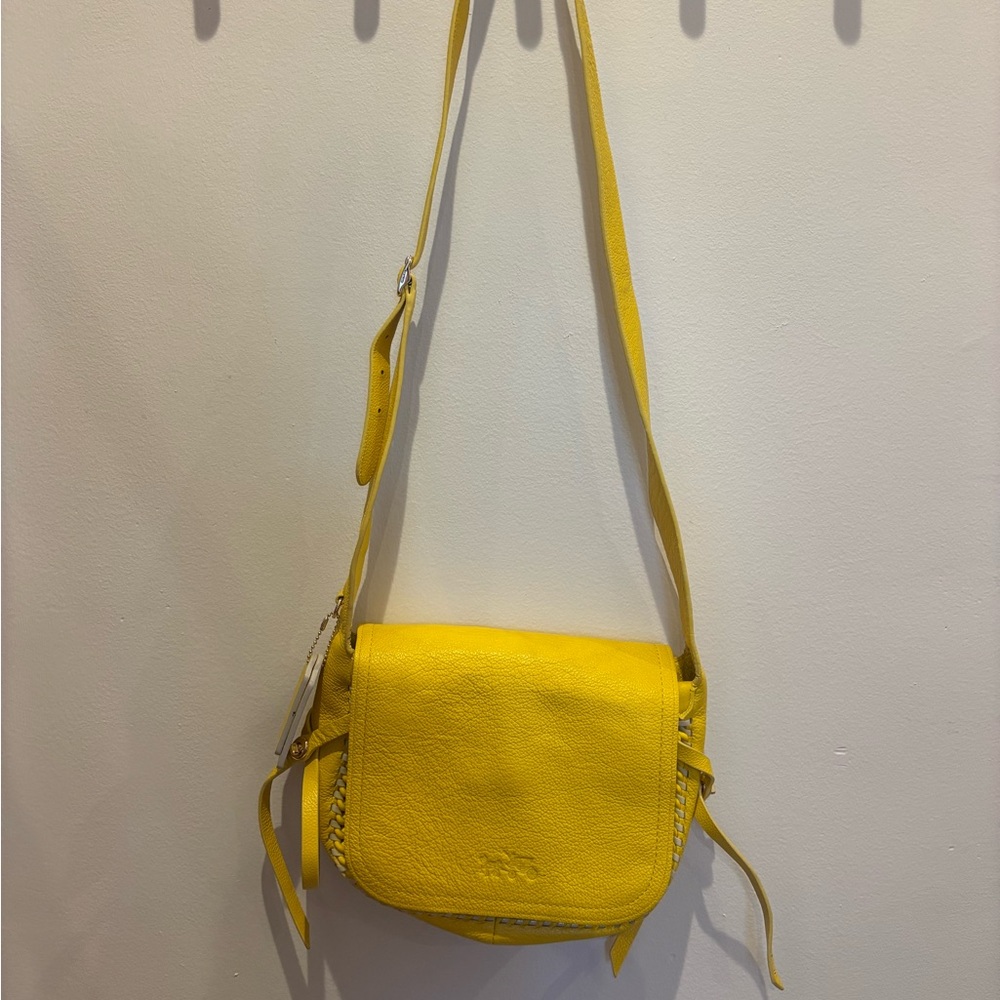 Coach Dakotah Flap Whipstitch Leather Yellow Crossbody
